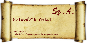Szlovák Antal névjegykártya